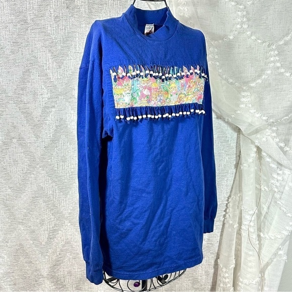 Vintage fruit of the loom bunny family with beads mock neck long sleeve size L - Picture 5 of 6